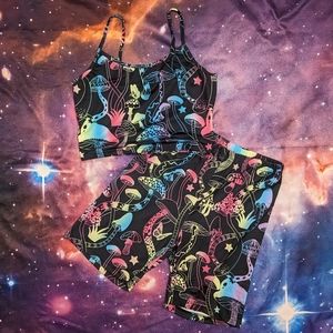 🌈🍄 Rainbow Multicolored Trippy Mushroom and Star ROMWE Set Size XS
